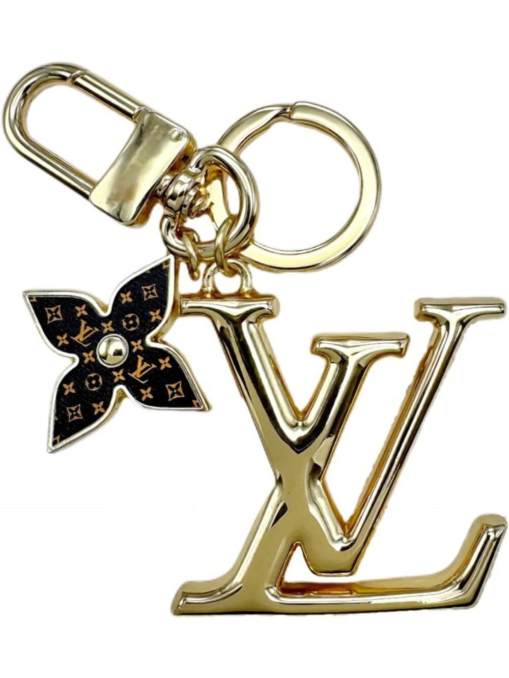 Chic Gold-Tone Initiales Bag Charm & Key Holder | Stylish Accessory for Bags